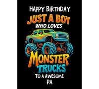 Monster Truck Birthday Card for Pa - For Him Age Male Boy Man Animal Art