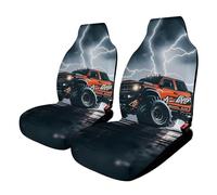 Monster Truck Black Sky Lightning Roar Car Seat Covers Universal, 2PCS Carseat Protector - Stretchable Fabric, Anti-Slip Elastic Car Seat Protector for Cars, SUV, Trucks