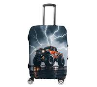 Monster Truck Black Sky Roar Travel Luggage Cover Stretchable Airplane Suitcase Protector Sleeve Universal Washable Fit for 19-32 Inch Checked Baggage,Water Resistant Durable Luggage Protector, white