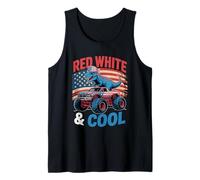 Monster Truck Blast Off Red White and Boom Design Tank Top