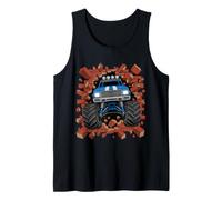 Monster Truck Brick Wall Smash Through Funny Kids Boys Men Tank Top