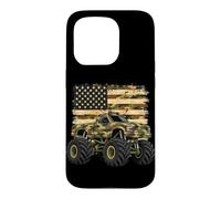 Monster Truck Camo American Flag Patriotic Trucks Racing Case for iPhone 15 Pro