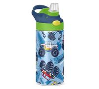 Monster Truck Cars Kids Water Bottle with Straw Insulated Stainless Steel Drink Bottle for Boys Girls School 350ml Leakproof Vacuum Hot Cold Water Flask