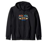 Monster Truck Cartoon Red Blue Racing Art Zip Hoodie