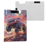 Monster Truck Clipboard a4 Clip Board Foldover Document Folder Files for Paperwork with Clips Lightweight Plastic