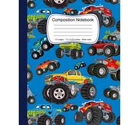 Monster Truck Composition Notebook: Pretty Wide Ruled Notebook With Funny Monster trucks Pattern Cover Design to Write in - Size 7.5 x 9.25 For Students, Kids, Teens (Lined Notebook Paper Wide Ruled)