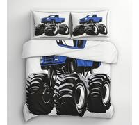 Monster Truck Duvet Cover Double Bedding Set, Cartoon Anime Pattern, Reversible Design Bedroom Decor Bed Quilt Cover with 2 Pillowcases, Microfiber, Zip - SMK6314