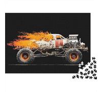 Monster Truck Fire Art Print Jigsaw Puzzles Puzzle for Adults Kids. 1000 Piece Great Gifts Challenge Toy Educational Games Home Decoration for Educational Games Gifts 38x26cm/1000pcs