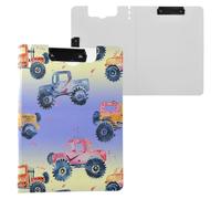 Monster Truck Gradient Clipboard a4 Clip Board Foldover Document Folder Files for Paperwork with Clips Lightweight Plastic