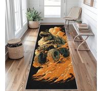 Monster Truck Hallway Runner Rug 80 x 250 cm Long Washable, Dinosaur Carpet Runner Rugs Non Slip, Kitchen Entryway Hall Bedroom Decor, Soft Low Pile uG&E58