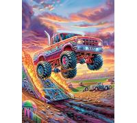 Monster Truck in Magical Forest 300 Piece Pack Classic Jigsaw Puzzle Fairy Tale Scenery Cartoon Couple Puzzle Partners Ultra Difficult Wall Decor Easter New Year Creativity & Gift Giving 300 PCS