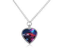 Monster Truck Lightning Roar Pet Urn Necklace for Dog Cat Ashes Heart Cremation Keepsake Pendant Memorial Jewelry Gifts for Women Men