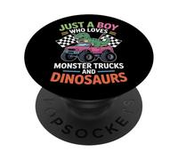 Monster Truck Lover Just A Boy Dinosaur Craze Fan PopSockets Adhesive PopGrip