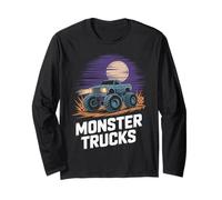 Monster Truck Night Scene Offroad Power Illustration Long Sleeve T-Shirt