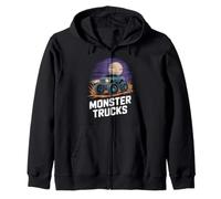 Monster Truck Night Scene Offroad Power Illustration Zip Hoodie