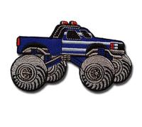 Monster Truck Patch - Blue Bigfoot Embroidered Iron-On or Sew-On Badge for Kids Jackets, Backpacks, Hats, and DIY Clothing Decoration