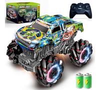 Monster truck remotely controlled with light bands, music and 360° rotation | 1/20 remote-controlled monster truck with 2 batteries, 50 minutes playtime, 2.4GHz remote controlled car from 3 4 5 6 7