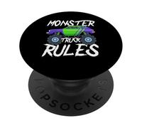 Monster Truck Rules Graphic Design for Kids PopSockets Adhesive PopGrip