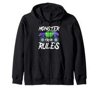 Monster Truck Rules Graphic Design for Kids Zip Hoodie
