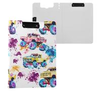 Monster Truck Splash Clipboard a4 Clip Board Foldover Document Folder Files for Paperwork with Clips Lightweight Plastic