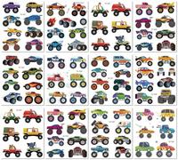 Monster Truck Tattoo Sticker Waterproof Boys And Girls Cartoon Cute Car Disposable Temporary Sticker96*115mm