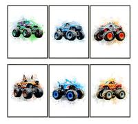 Monster Truck Wall Poster - Off-Road Racing Art Prints for Boys' Room, Playroom, or Man Cave - Monster Truck Room Decor with Cool Vehicle Car Design, Perfect Teen Bedroom Decoration (8x10 Unframed)
