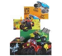 Monster Truck Wrapping Paper for Boys Kids Girls, Off Road Vehicles Racing Car Gift Wrap 8 Sheets Folded Flat 50x70cm for Birthday Baby Shower Holiday