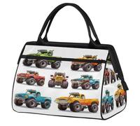 Monster Trucks Cartoon Travel Duffle Bag for Women Men Kids Boys Girls Weekend Overnight Bags 24 L Holdall Tote Cabin Bag for Sports Gym Yoga