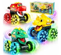 Monster Trucks for Toddler, Press & Go Dinosaur Truck Toys with Light Up