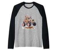Monster Trucks Gingerbread Man Christmas Cookie Crush Raglan Baseball Tee