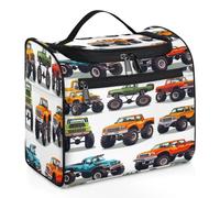 Monster Trucks Print Travel Toiletry Bag for Women Men Kids Girls Boys 11.2 L Big Cosmetic Makeup Bag Hanging Wash Pouch Bag Toiletries Organizer Shower Bag