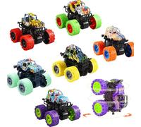 Monster Trucks Toys, Mini Monster Jam Trucks Friction Powered Push & Go Car Toys, Double-Directions Inertia Vehicle Set, Pull Back Cars for Kids Birthday Gift, Party Favors, Classroom Prizes (6)