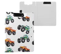 Monster Trucks White Clipboard a4 Clip Board Foldover Document Folder Files for Paperwork with Clips Lightweight Plastic
