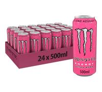Monster Ultra Pink Energy Drink Pack 24 x 500ml | Zero Sugar Energy Soda with Caffeine, Taurine, Ginseng, B Vitamins, Mild Strawberry Flavor, Extended Energy