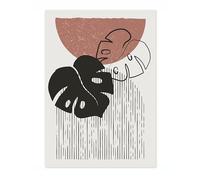 Monstera Abstract Poster, Scandi Minimalist Boho Print, Modern Art Bauhaus, Archival Matte, 50x70cm (Print Only) - 50x70cm