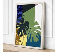 Monstera and Geometry Canvas Wall Art Print 30x20 Inch (76 x 51 cm)