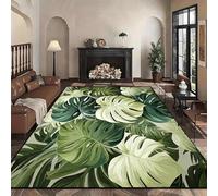 Monstera Area Rug, 60x90cm Natural Jungle Green Plant Leaf Indoor Rug and Mat, Vintage Leaves Decorative Rugs, Tropical Natural Design, Green Carpet for Office, Bedroom, Study, and Lounge Decoration