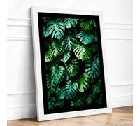 Monstera Canopy Botanical Framed Wall Art Print A3 (42×29.7cm) White, Wall Decor for Living Room, Bedroom, Office & Home, Ready to Hang, Art Gift