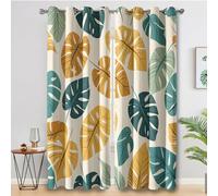 Monstera Curtains for Bedroom Living Room, Tropical Botanical Leaves Blackout Curtains Eyelet 72 Drop - Thermal Patterned Window Drapes Home Decor 66x72 Inch 2 Panels K9