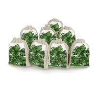 Monstera Deliciosa Banana Palm Bunches Pocket Cotton And Hemp with Drawstring 8 Pieces Reusable Gift Bags Jewelry Pouch for Wedding DIY Craft Party (4.9 X 6.7 Inch)
