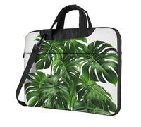 Monstera Deliciosa Banana Palm Laptop Shoulder Bag Portable Laptop Bag Laptop Case Crossbody Briefcase w/Strap Handle, Black, 15.6 inch
