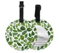Monstera Deliciosa Banana Palm Print 1/2/4pcs Luggage Tags,Round Leather Travel Suitcase Labels with Privacy Name Address Card
