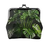 Monstera Deliciosa Banana Palm Print Exquisite Versatile Kiss Lock Coin Purse Cute Small Zipper Wallet for Coins Cards