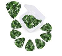 Monstera Deliciosa Banana Palm Print Guitar Picks 12 Pack Guitar Plectrums with Storage Box Bass Picks For Acoustic Guitar Bass Electric Ukulele Includes 0.46mm, 0.71mm, 0.96mm