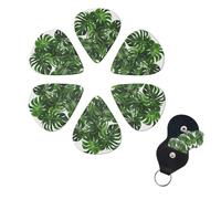 Monstera Deliciosa Banana Palm Print Guitar Picks 6 Pack Guitar Plectrums with Pick Holders Bass Picks For Acoustic Guitar Bass Electric Ukulele Includes 0.46mm, 0.71mm, 0.96mm
