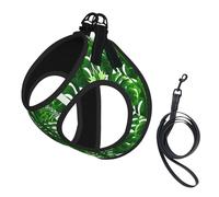 Monstera Deliciosa Banana Palm Print Pet Leash Vest Soft Adjustable Step in Puppy Vest Outdoor Walking with Leash