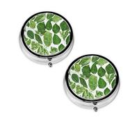 Monstera Deliciosa Banana Palm Print Pill Box 3 Compartment Medicine Pill Case,Portable for Pocket Or Purse Pill Organizer Decorative Metal Medicine Vitamin Organizer Unique Gift