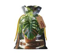Monstera Deliciosa Banana Palm Print Reusable Drawstring Pouch,Perfect For Birthdays,Anniversaries,And Parties