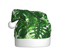 Monstera Deliciosa Banana Palm Print Santa Hat For Adults Festive Christmas Party Hat Xmas Holiday Decorations Hat