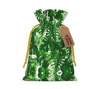 Monstera Deliciosa Banana Palm Print Small Drawstring Pouch For Gifts,Reusable Gift Bag,For Holiday And Party Presents